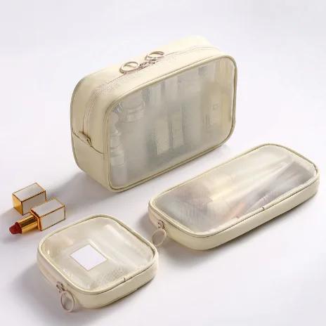 

3PCS Makeup Brush Travel Case Cosmetic Toiletry Bag Organizer Men Women Beauty Tools Zipper Mesh Pouch Wash Storage Accessories