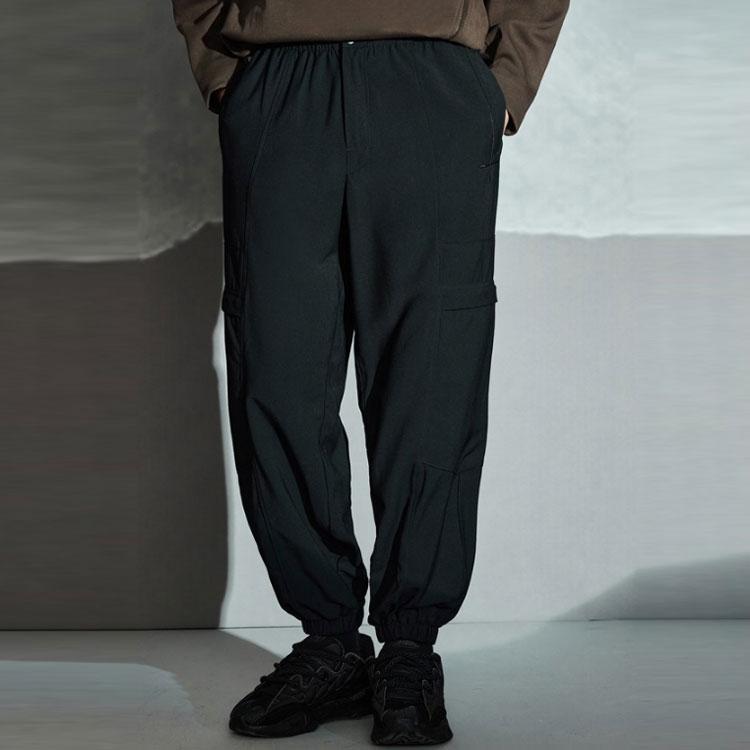 Li Ning X Jackie Chan Collaboration Kung Fu Series Loose Fit Drawstring Solid Color Cuffed Casual Pants Men Bottoms Black AKXS135-1