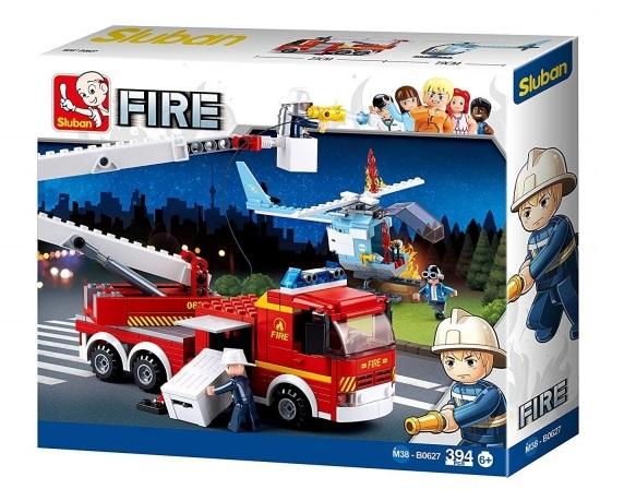 Klocki Sluban Fire Wóz Strażacki I Płonący Helikopter 394 - B0627