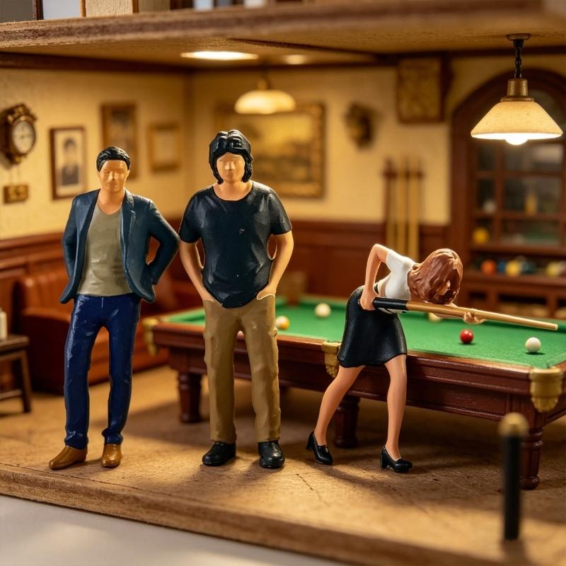 Miniature Billiard People Resin Figurine Sculpture Dioramas Model Great For Collectibles And Tabletop Display Decoration