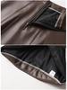 Women's Cross-Strap Leather A-line Skirt - Mid-length, High-waist, Slimming Umbrella Design, Fashionable Wide Hem, 2025 Autumn/Winter Collection.