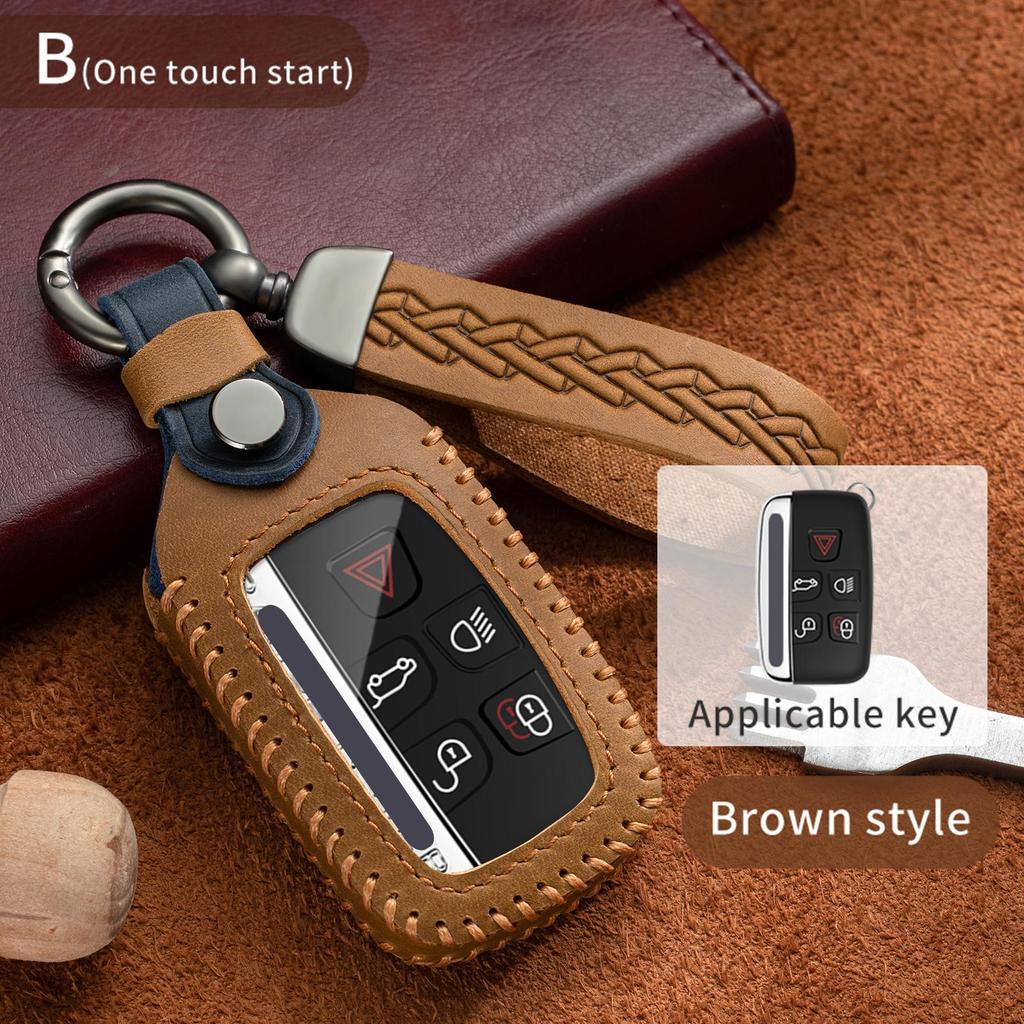 Leather Car Key Case Cover for Land Rover Range Sport Evoque Velar Discovery 5 Jaguar XE XF E-Pace F-Pace A9 A8 X8 XJ Velar Freelander2