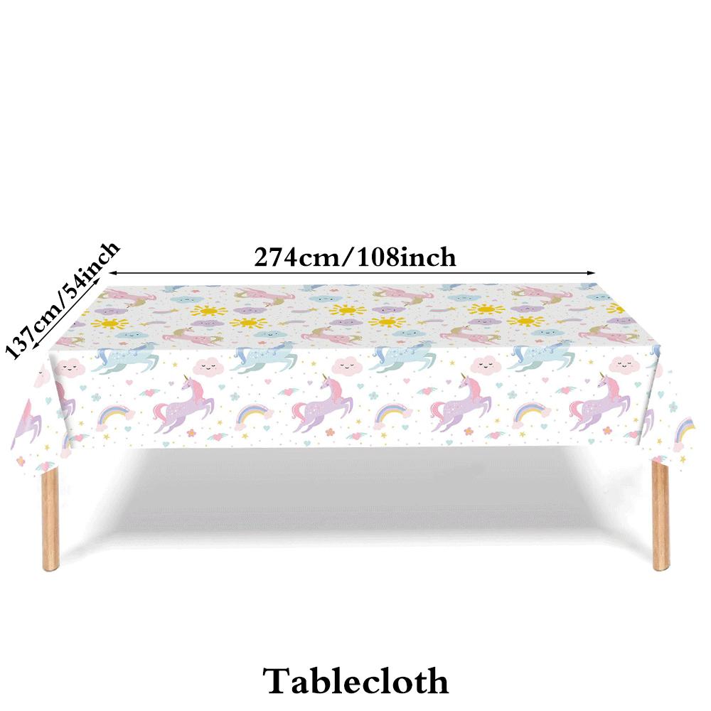Unicorn Birthday Party Supplies Tableware Plates Cups Napkins Tablecloth Banner Foil Balloons Pastel Rainbow Baby Shower Decor