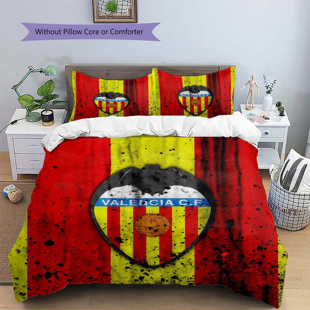 Valencia Club de Fútbol Pattern Bedding Quilt Set Home Decoration Gift (1 * duvet cover + 2 * pillowcase without core)