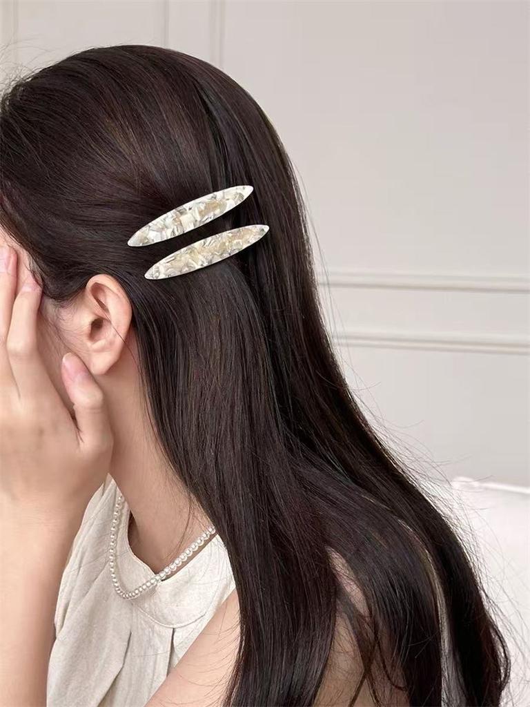 2pcs/set Elegant Acetate Hair Clip Colorful Leopard Print Oval Geometric Hairpin Sweet Women Hair Accessories