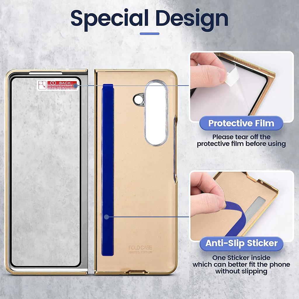 Luxurious Fragrant Ring Support Wireless Charging Phone Case with Glass Front Film for Samsung Galaxy Z Fold 7 6 5 4 3 Cover