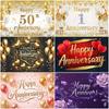 Fundal cu temă Aniversare Fericită Cuplu Căsătorit Prietenie Petrecere de Aniversare Materiale Decorative Balon Roz Auriu Banner