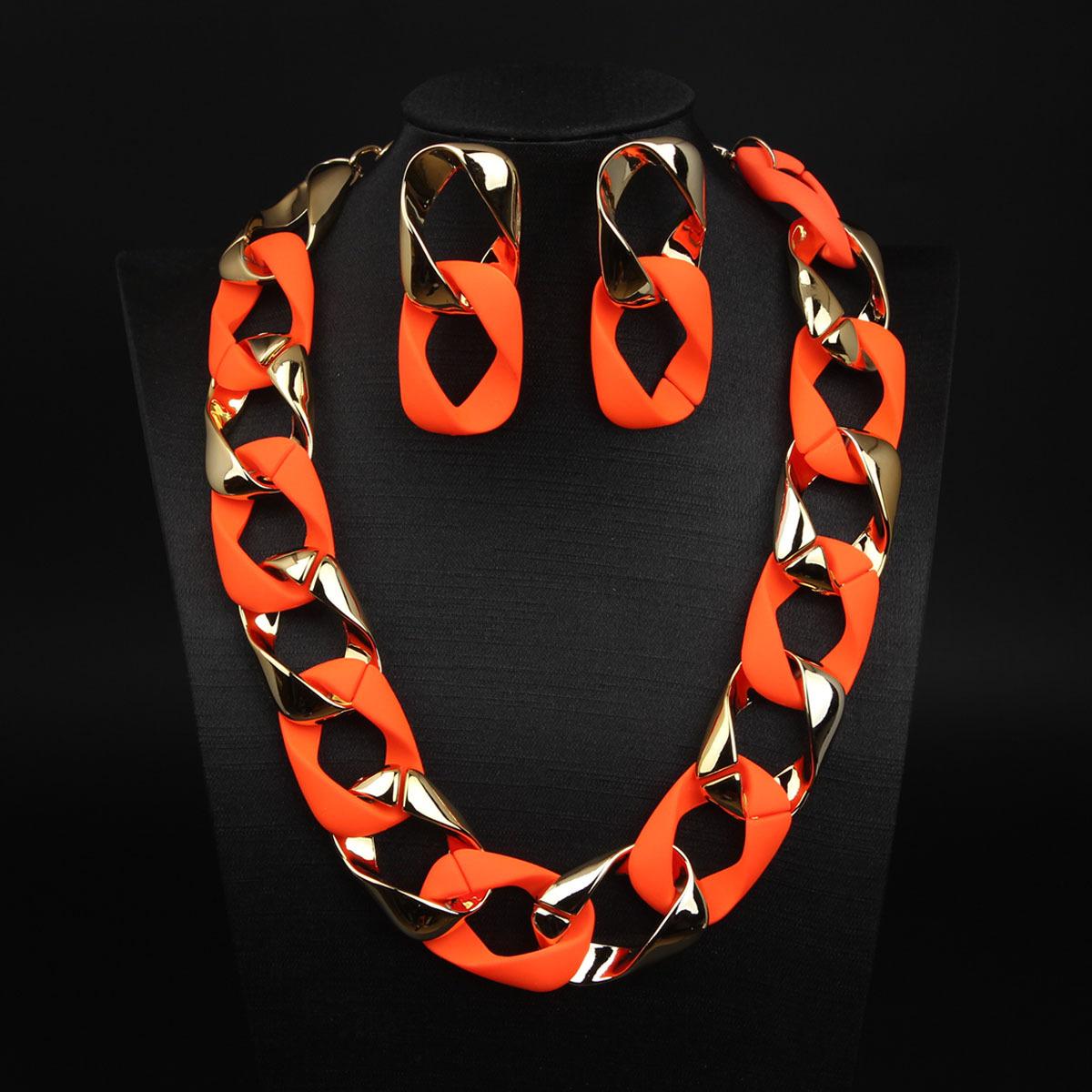 

Модный нишевый Ccb комплект из ожерелья и серег, персонализированные женские аксессуары оранжевый
