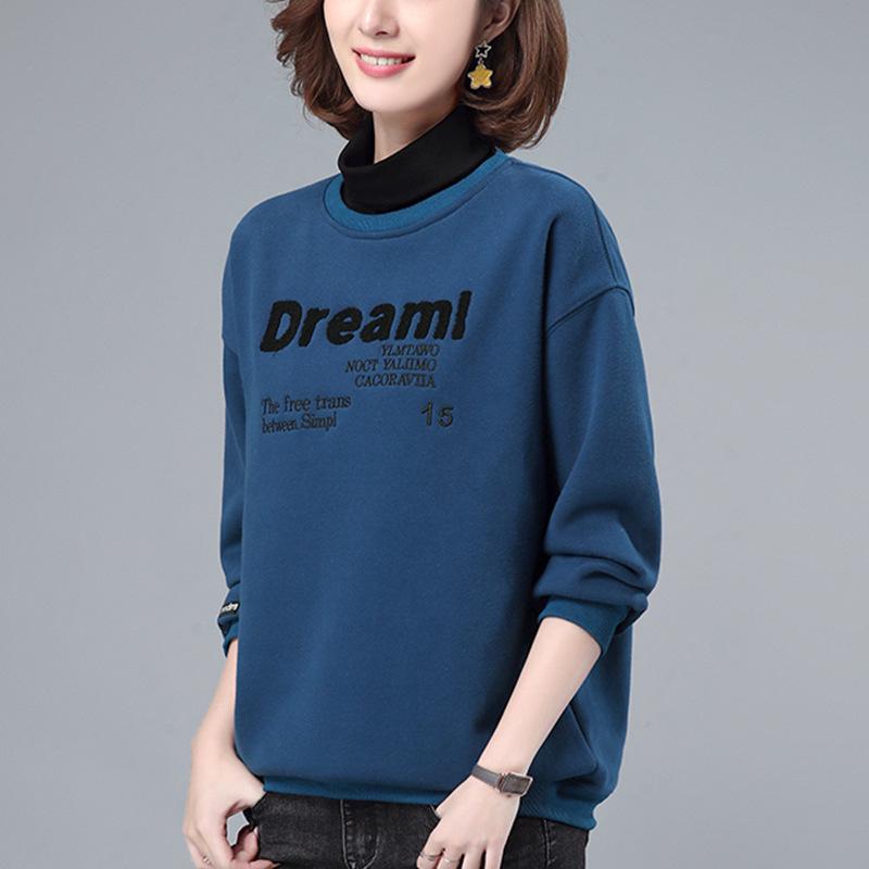 

Женский флисовый свитшот с высоким воротником – Плотный, уютный слой для осени/зимы, стиль 2024, идеально подходит для мам среднего возраста L (recommended for 115-128 jin)