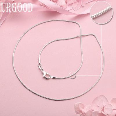 925 Sterling Silver Jewelry 16-30 Inch 1mm Snake Chain Fashion Necklace