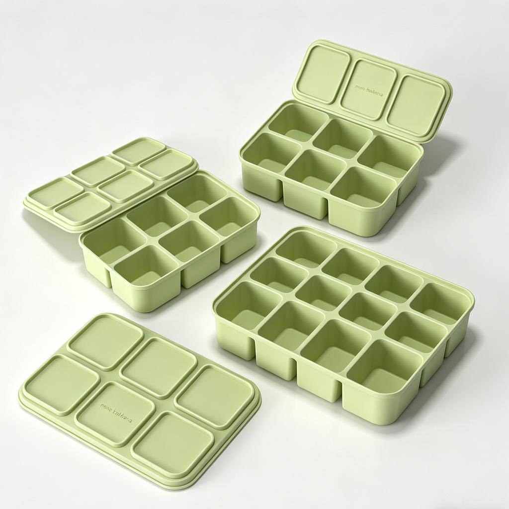 3Pcs Silicone Baby Food Freezer Tray With Lid, Ice Cube Mold For Homemade Fruit Vegetable Puree Snack Storage