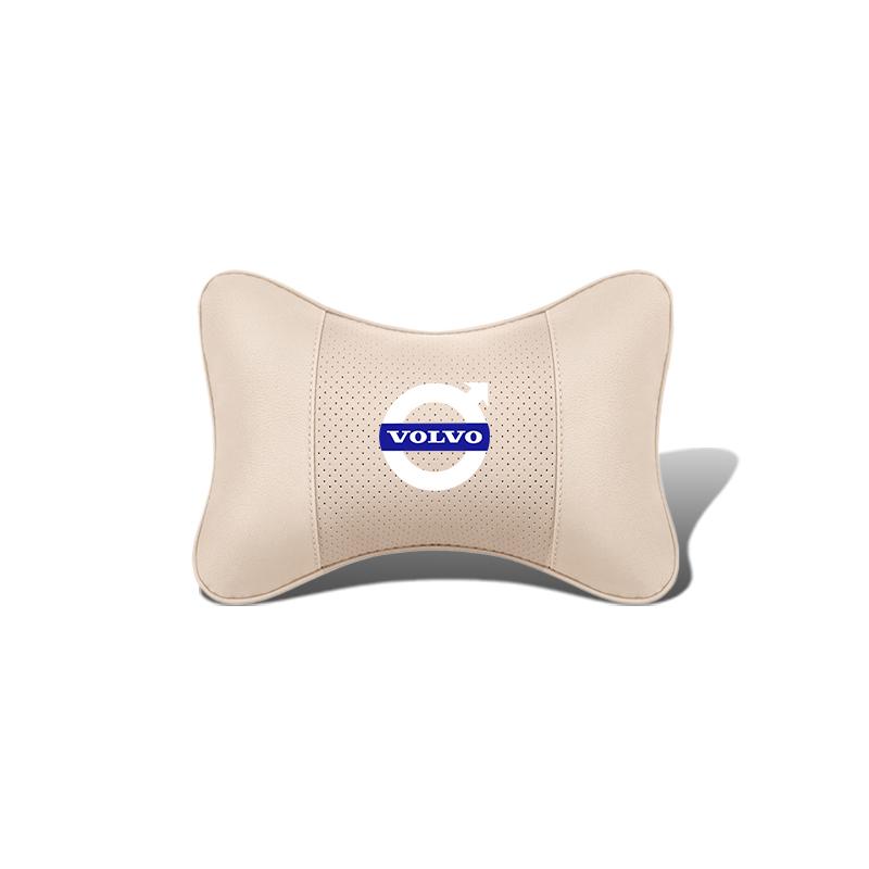 1Pcs Pu Leather Car Neck Pillow Auto Emblem Headrest For Volvo Xc60 Xc90 V40 V60 S60 V50 V90 S80 C40 XC40 V70 XC70 C30 EX90 C70