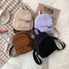 Retro Velvet Solid Color Japanese Style Women's Backpack Simple Student Bookbag Ladies Shoulder Bag
