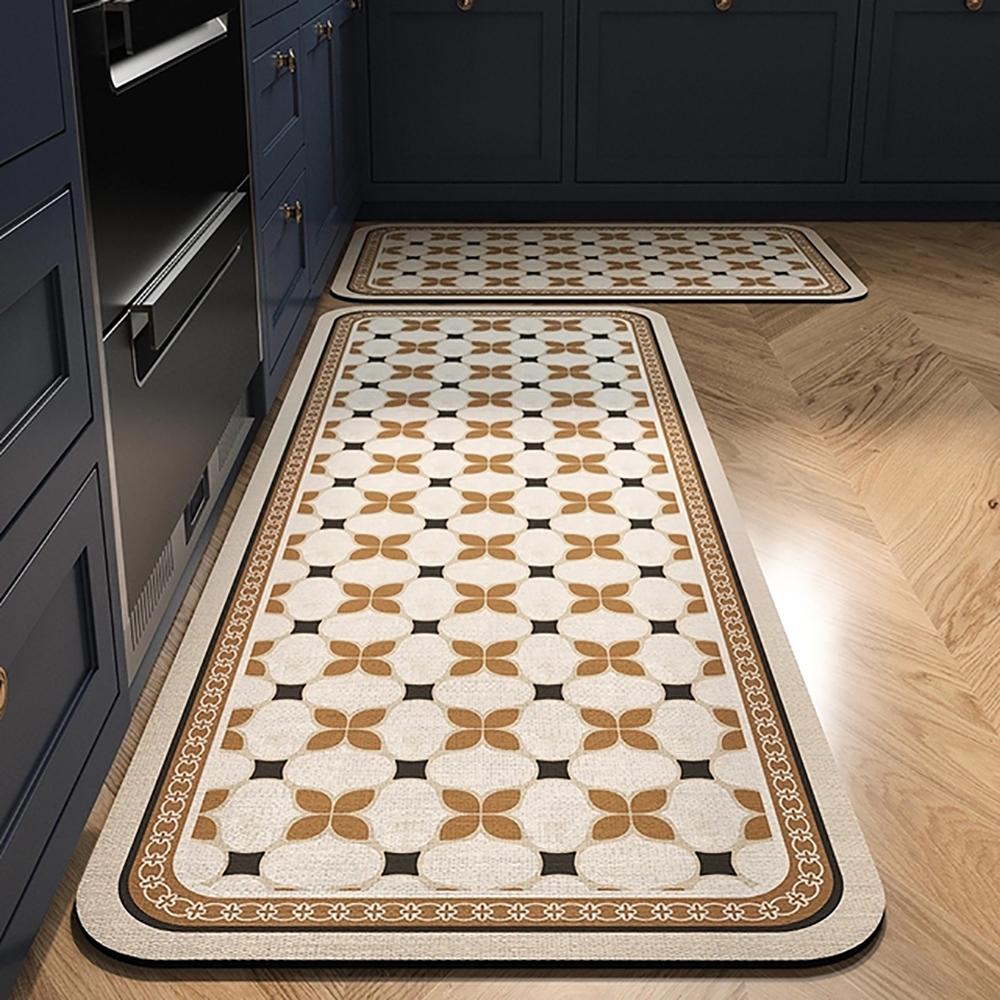 1/2PCS Kitchen Oil-Resistant Floor Mat, Bathroom Absorbent Quick-Drying Carpet, Anti-Slip Doormat For Home Decoration