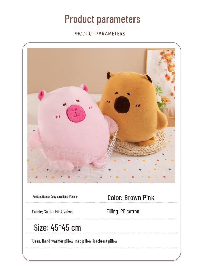 Winter Capybara Hand Warmer Plush Toy: Cute Anti-Freeze Hug Pillow for Students
