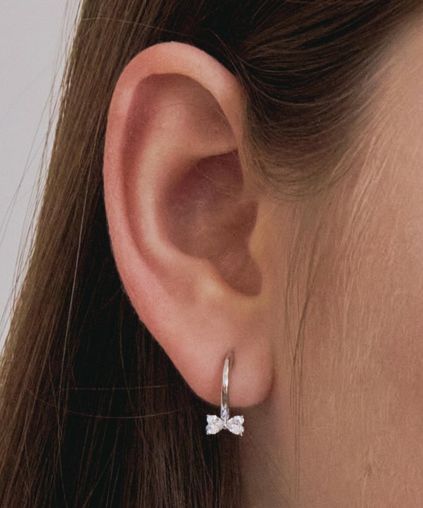 St.Scott London Heart Ribbon One-Touch Earrings Stj-Eb1736Wg
