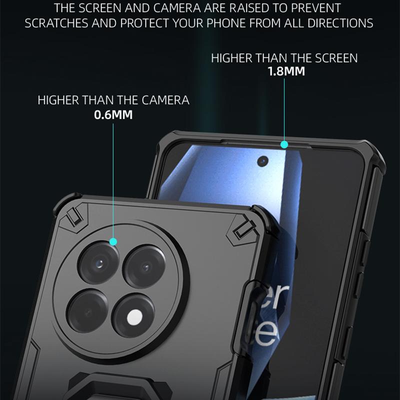 KEYSION Shockproof Case for OnePlus 13R 5G Soft Silicone+PC Upright Metal Ring Stand Phone Back Cover for OnePlus 1+Ace 5 Pro 5G