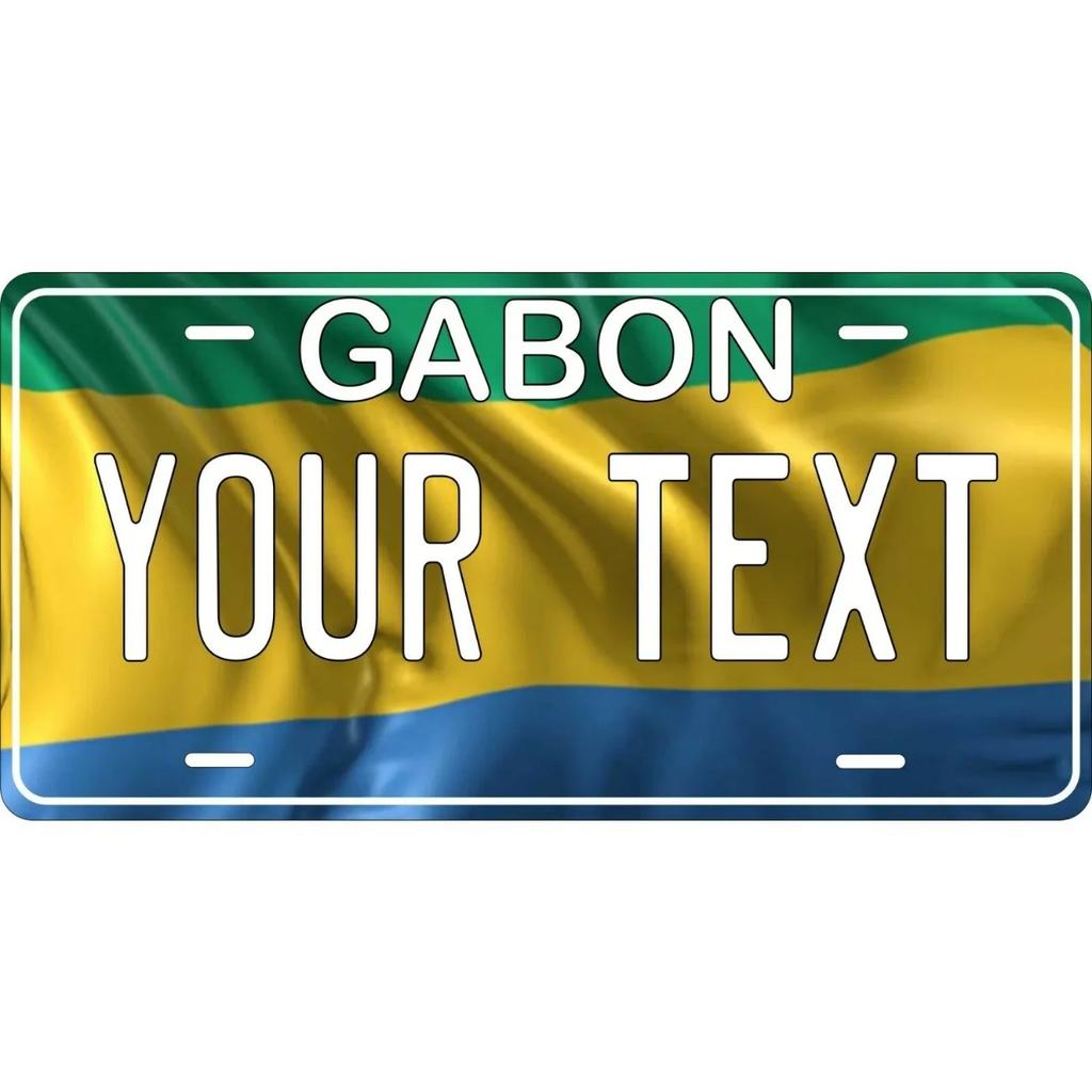 Personalized Gabon Flag Wave Metal Sign Waterproof Wall Decor
