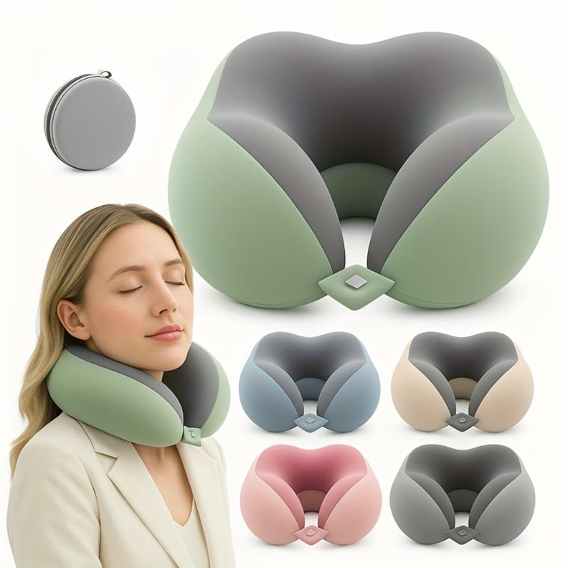 1PC Ergonomic U-Shaped Neck Pillow Strap Storage Bag - Memory Sponge Travel and Office Support, Removable and Machine Wash Cover, Lightweight Portable