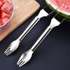High-quality Watermelon Cutter 2 In 1 Stainless Steel Effortless Fork Slicer Durable Tool Dual Head Fruit Slicing for Home Kitchen Gadget