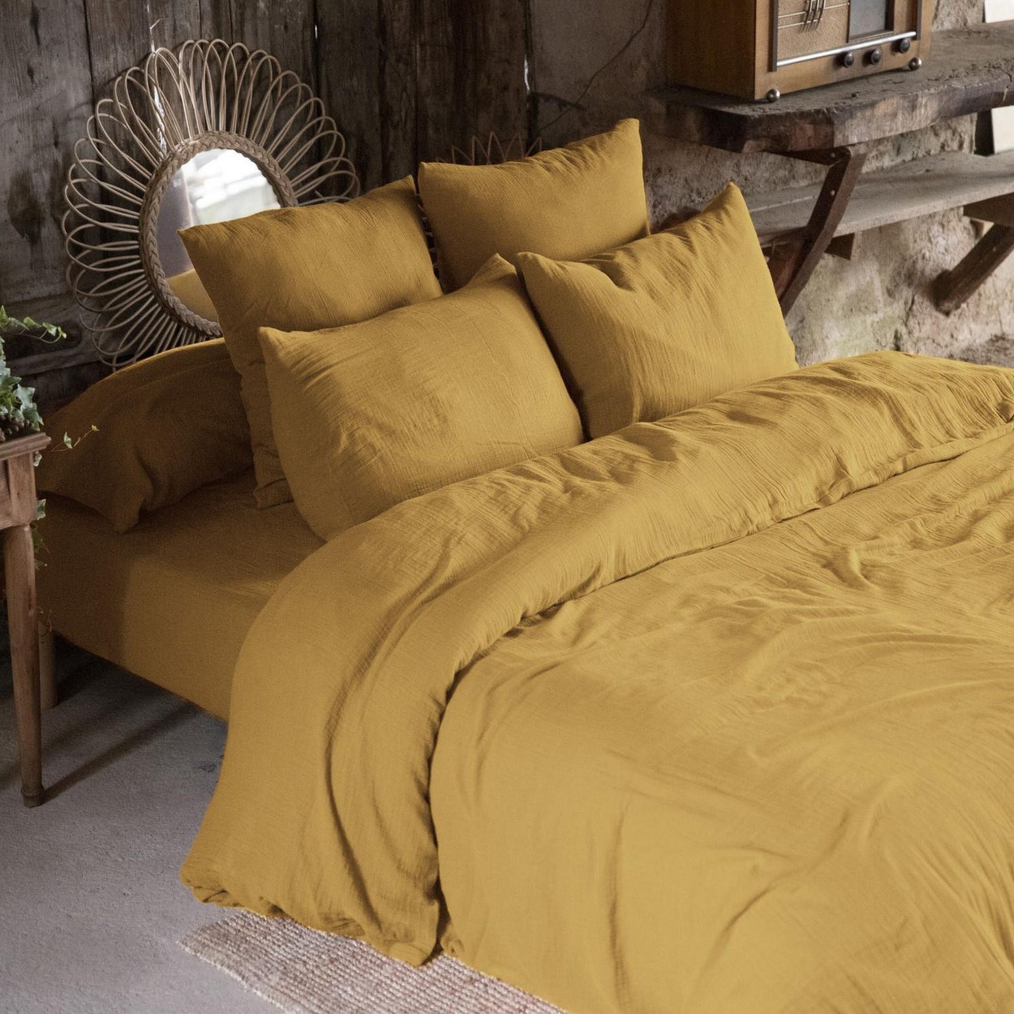 Housse de couette 240x260 Gaze de Coton Safran 240 x 260 cm giallo