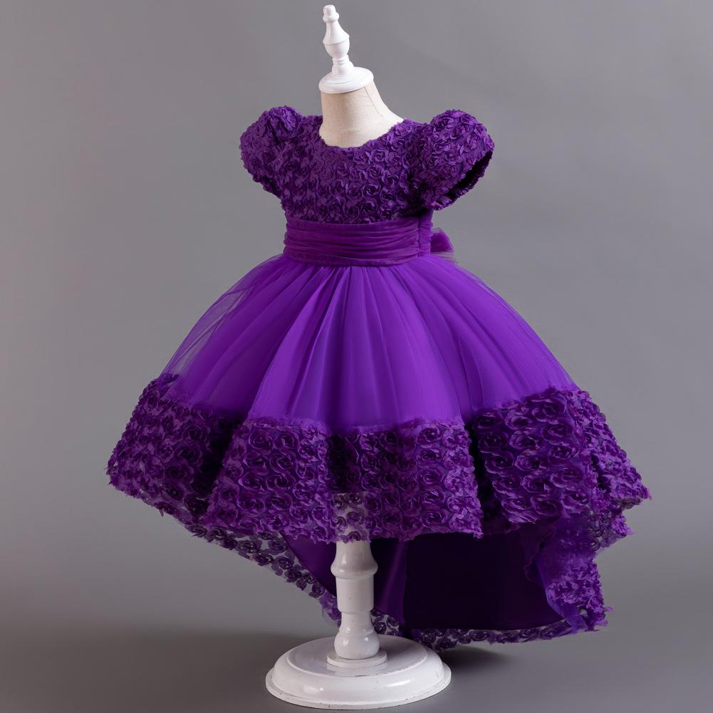 Children's Princess Dress Rose Flower Girl Wedding Dress Trailing Dress June 1 Children's Performance Dress  Little Girl's Favourite Dress Dresses