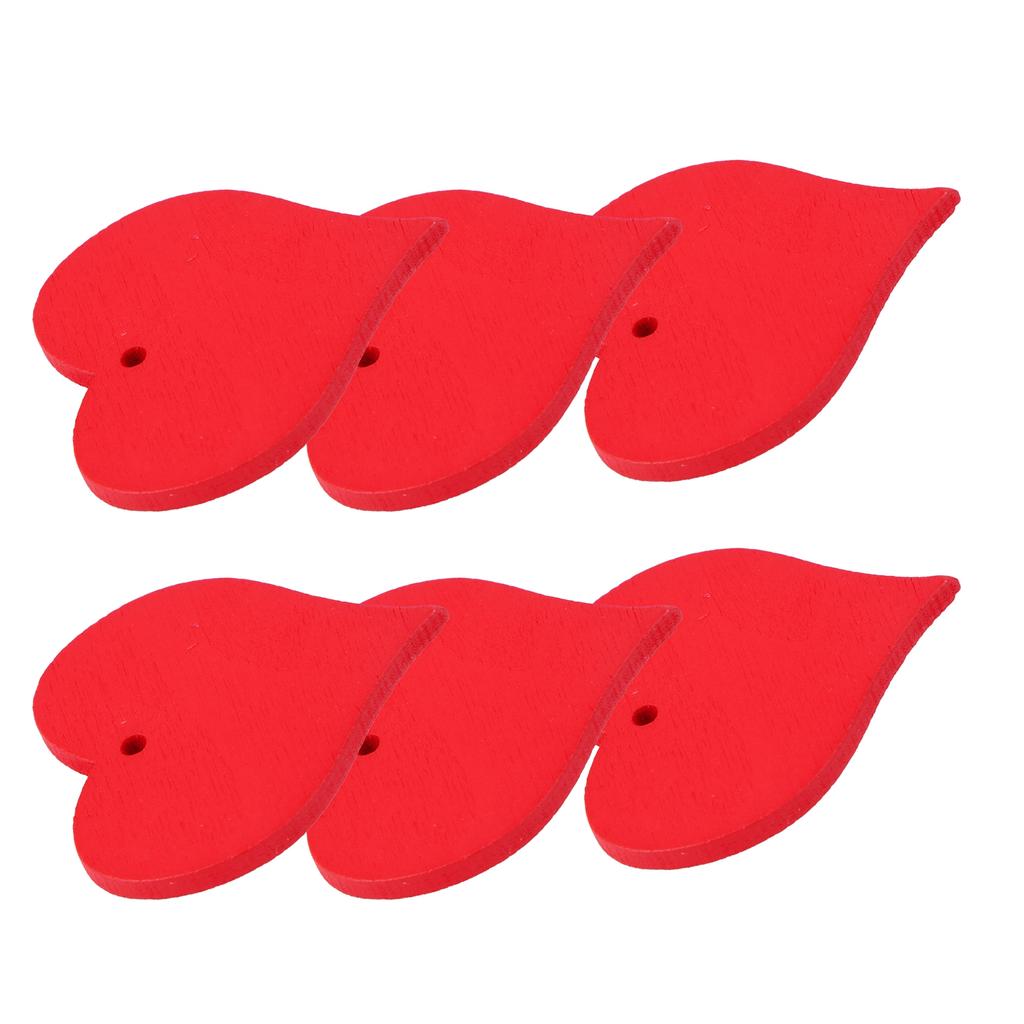 100 Stück Holzscheiben Handgefertigt Rot Herzförmiger Anhänger Basteln DIY Hochzeitsdekoration