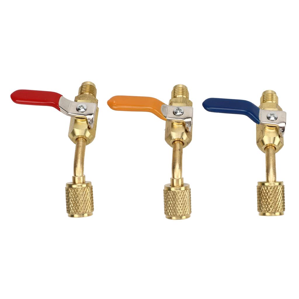 6PCS Refrigerant Angled Compact Ball Valve Fit for R410A R134A R12 R22 R502 AC HVAC Refrigeration Charging Hoses