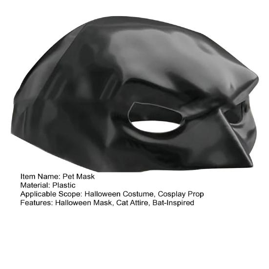 Kočičí maska ​​Halloween Black Half Face Pet Mask Maska inspirovaná netopýrem s otvory pro uši pro halloweenskou kostýmní cosplay rekvizitu