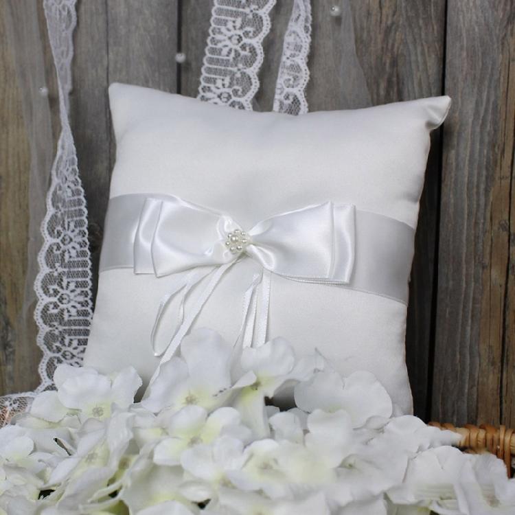 Unique Pearls Rings Bearer Pillow Cushion Bows for Proms, Anniversaries, Ceremonies, Wedding Embellishments