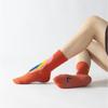 Einfarbige Yogasocken aus Baumwolle bis zur Mitte der Wade, rutschfeste Sportsocken mit Silikonunterseite, für Damen, für Indoor-Fitness, Trampolin, Tanz, Pilates