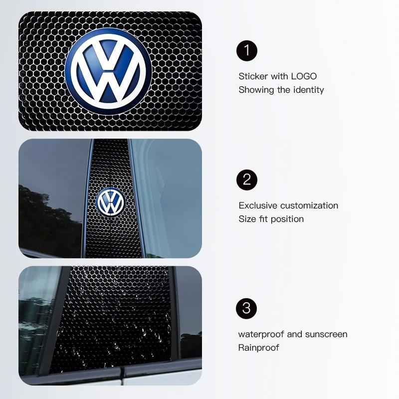 RI02Pcs Car B-pillar Stickers Door Center Pillar Anti-Scratch Decals For Volkswagen VW Polo Golf GTI CC Tiguan Arteon Passat Jetta