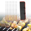 8Pcs Barbecue Skewers with Wooden Handle Stainless Steel Flat Long Shish Kebab Skewers for Chicken BBQ Meats Vegetables Seafood