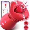 5-in-1 Oral Suction Vibrator,10 Tongue Licking Functions,3 Automatic Suction Adult Toys and 1 Manual Red
