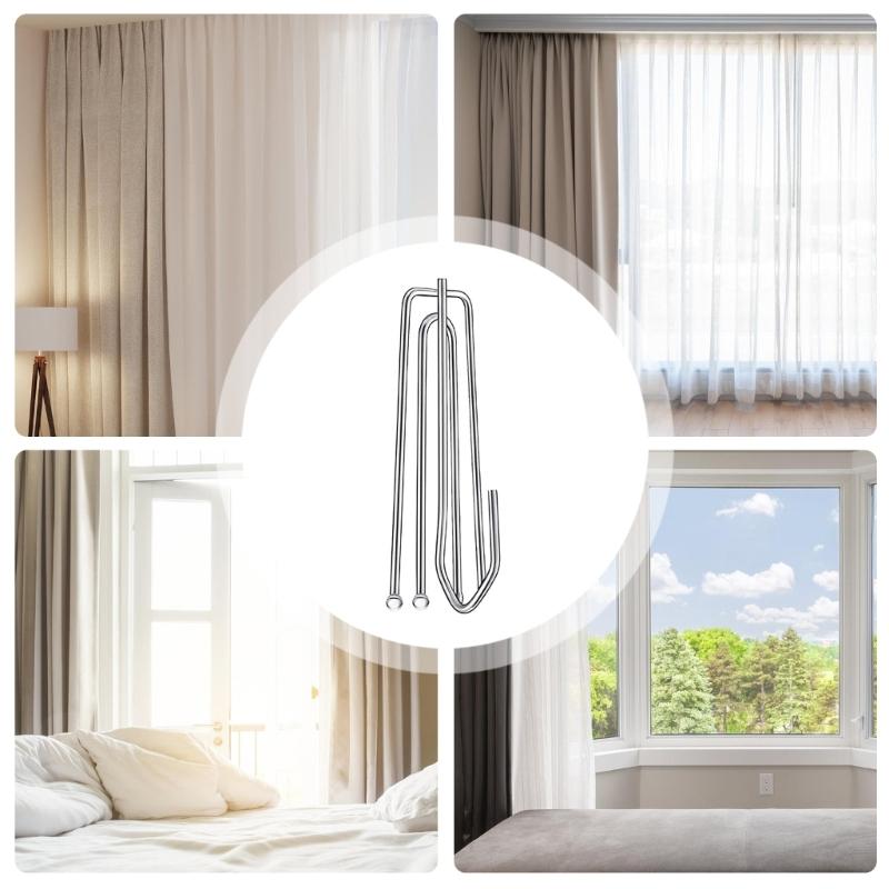 Set Of 20 4 Prongs Folding Hook Stainless Steel Curtain Hook for Heavy Drape and Rail