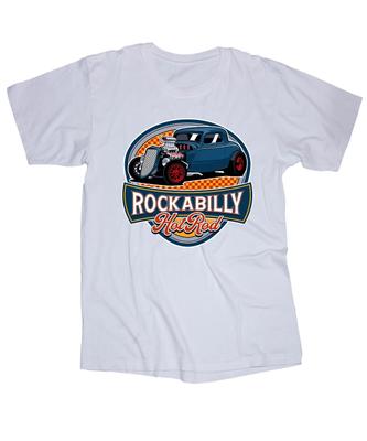 ROCKABILLY Hot Rod Weißes T-Shirt Racing Geschwindigkeit Oldtimer Klassische Autos Schachfiguren