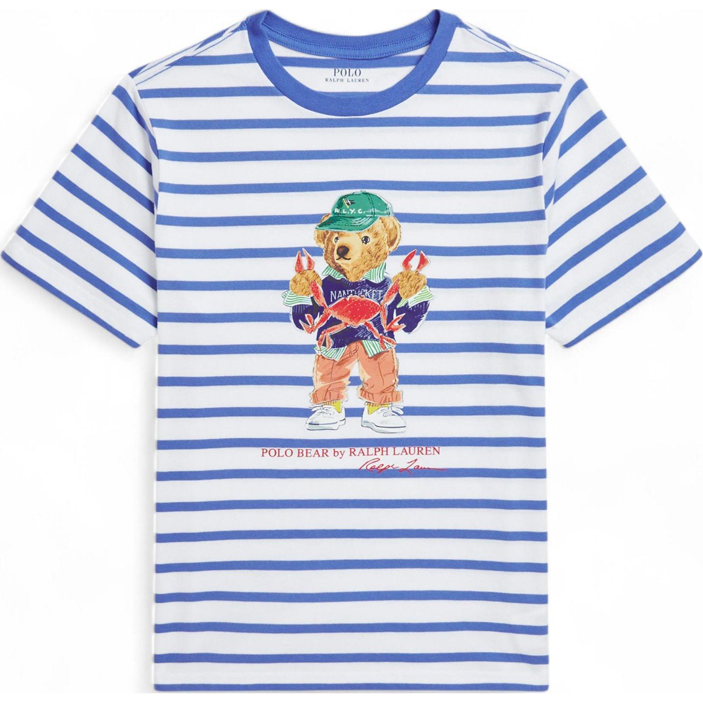 

Поло Ralph Lauren Полосатая футболка с коротким рукавом и круглым вырезом Детские топы Синий 323965904-001 L