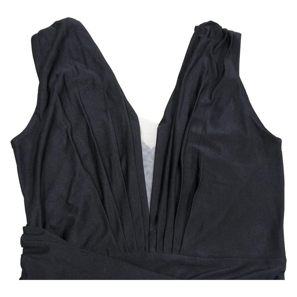 Mote Damekjole Ensfarget V-hals Ermeløs Plissert Lange Kjoler