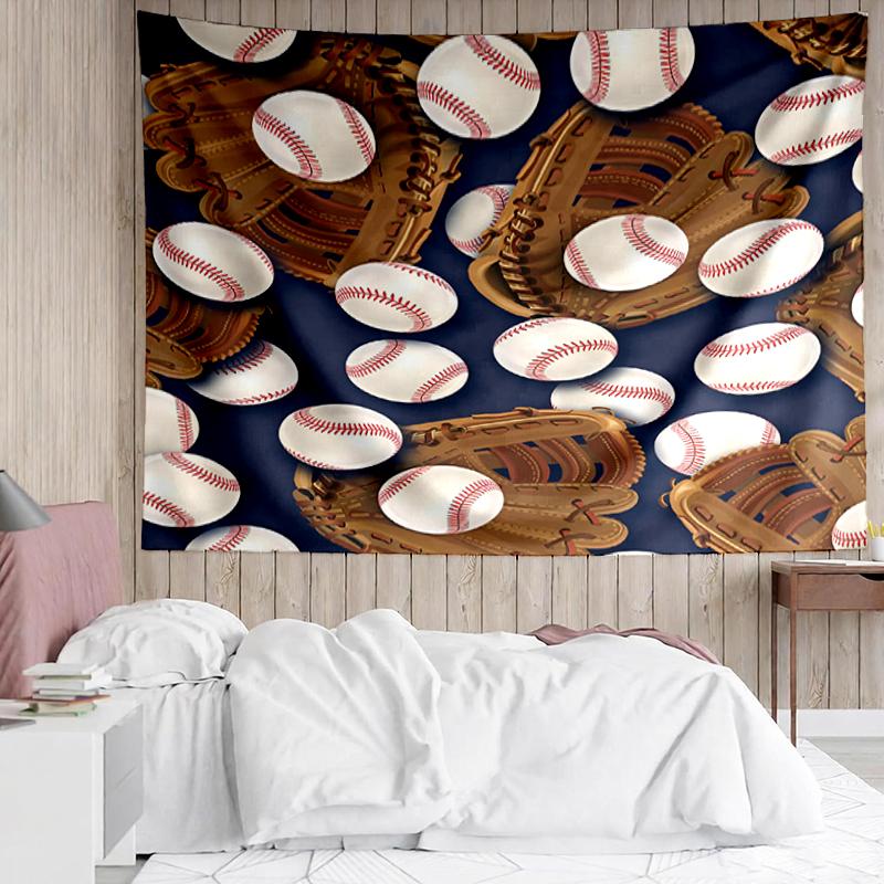 Baseball Print Tapestry, Backdrop, Easy Setup, Ideal for Bedroom, Office & Living Room, with Aesthetic Wall Hanging Decor.