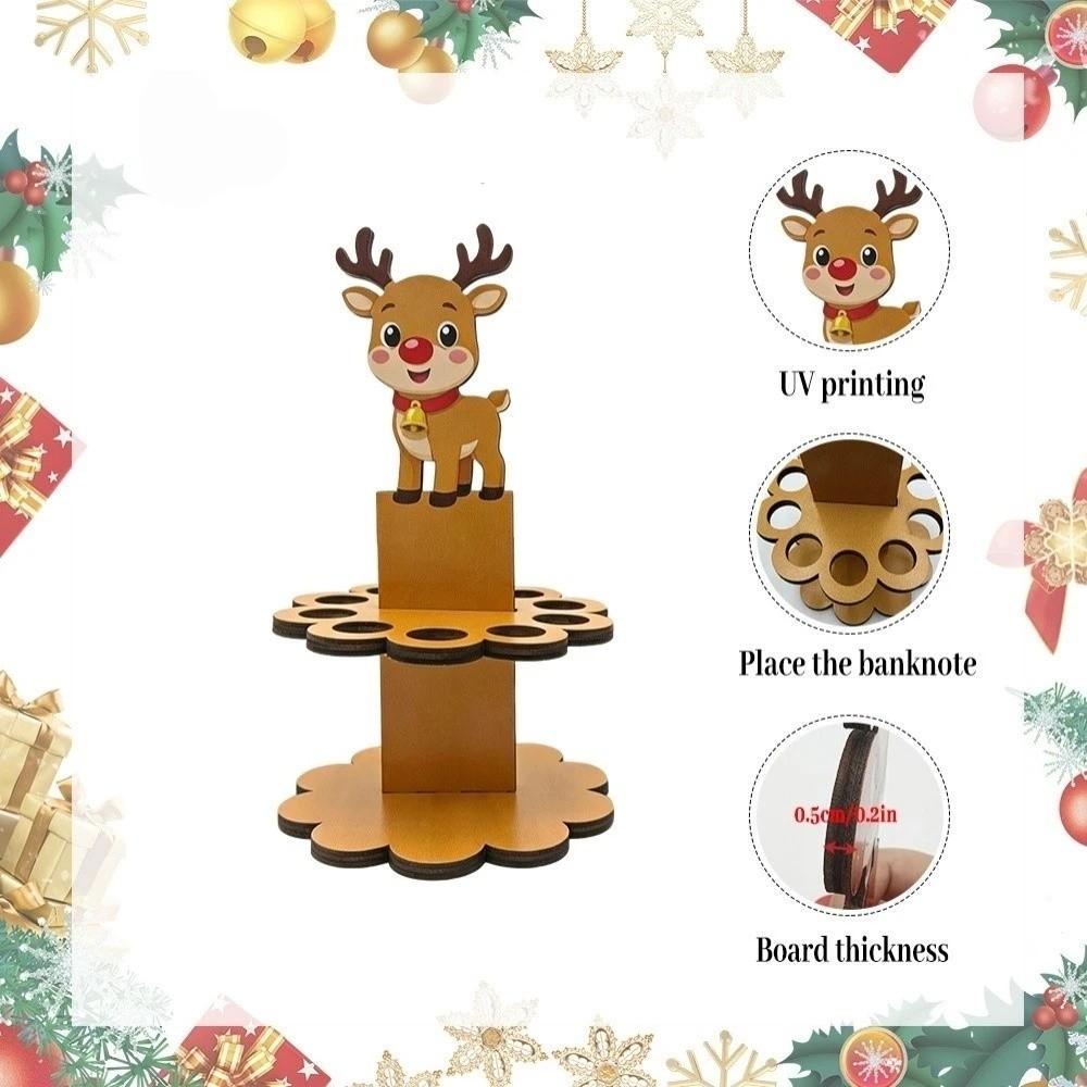 10 Holes Money Dispenser Wooden Xmas Gift Snowman Christmas Cash Holder Festive Occasions