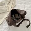Trendy Casual Soft PU Women's Handbags Solid Color Large Capacity Female Shoulder Bag Retro Tote Bag For Commute