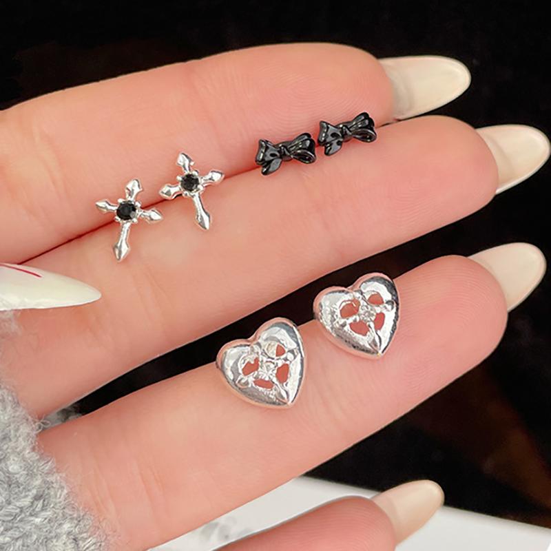 6pcs Set Earring Silver Color Star Dangle Earrings Vintage Metal Geometric Drop Earring for Women Fashion Trendy Y2K Jewelry