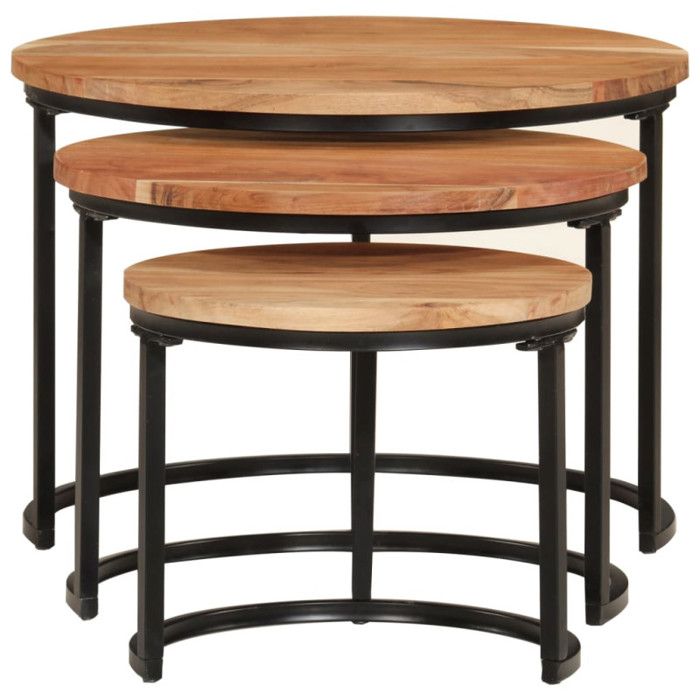 VidaXL Tables gigognes 3 pcs bois massif d'acacia 353900