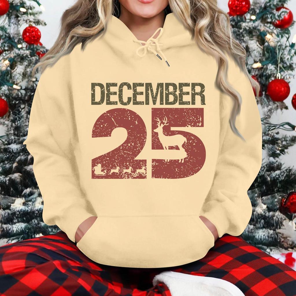 Damenmode Lässig Langarm Bedruckt Rundhals Kapuzenpullover Pullover Top