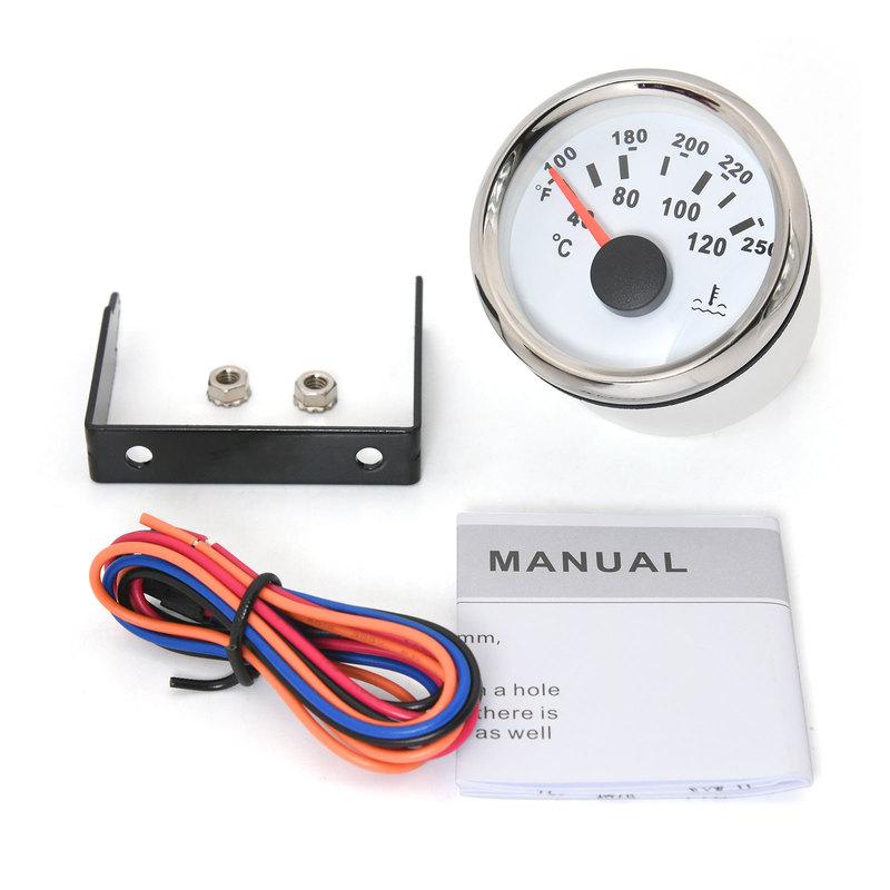 ZMFJH Red Light Pointer 52MM Water Temperature Gauge with Sensor 40-120℃ Water Temp Meter Indicator For Car Boat Yacht Marine