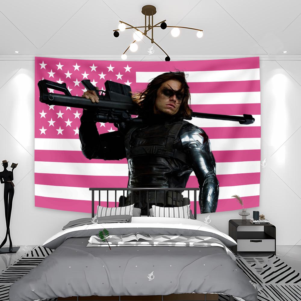 

Bucky Pink American Flag Tapestry Wall Hanging Bedroom Home Decor Background Cloth Festival Gifts Banners Dorm Room Decoration 74x94cm(29x37in)