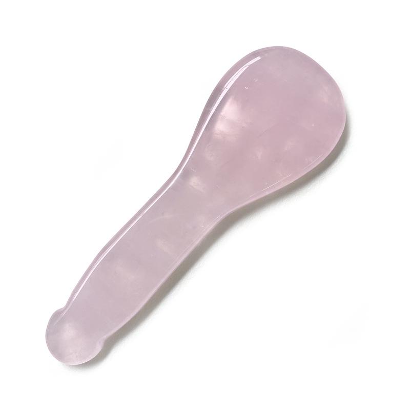 Set Gua Sha din Cuarț Roz în Formă de Inimă și Roller Facial din Cristal de Jad