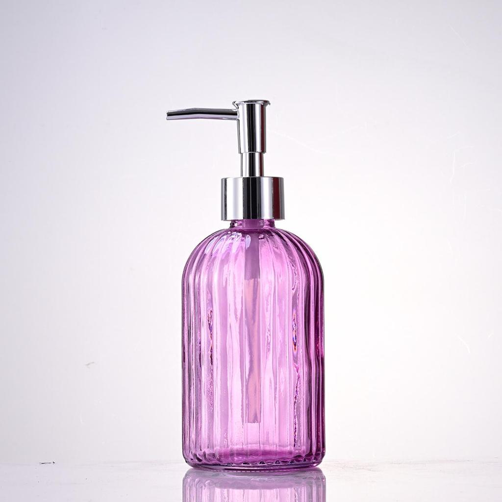 Nordic Large Capacity Vertical Stripe Glass Bottle for Hand Sanitizer, Shampoo, or Shower Gel