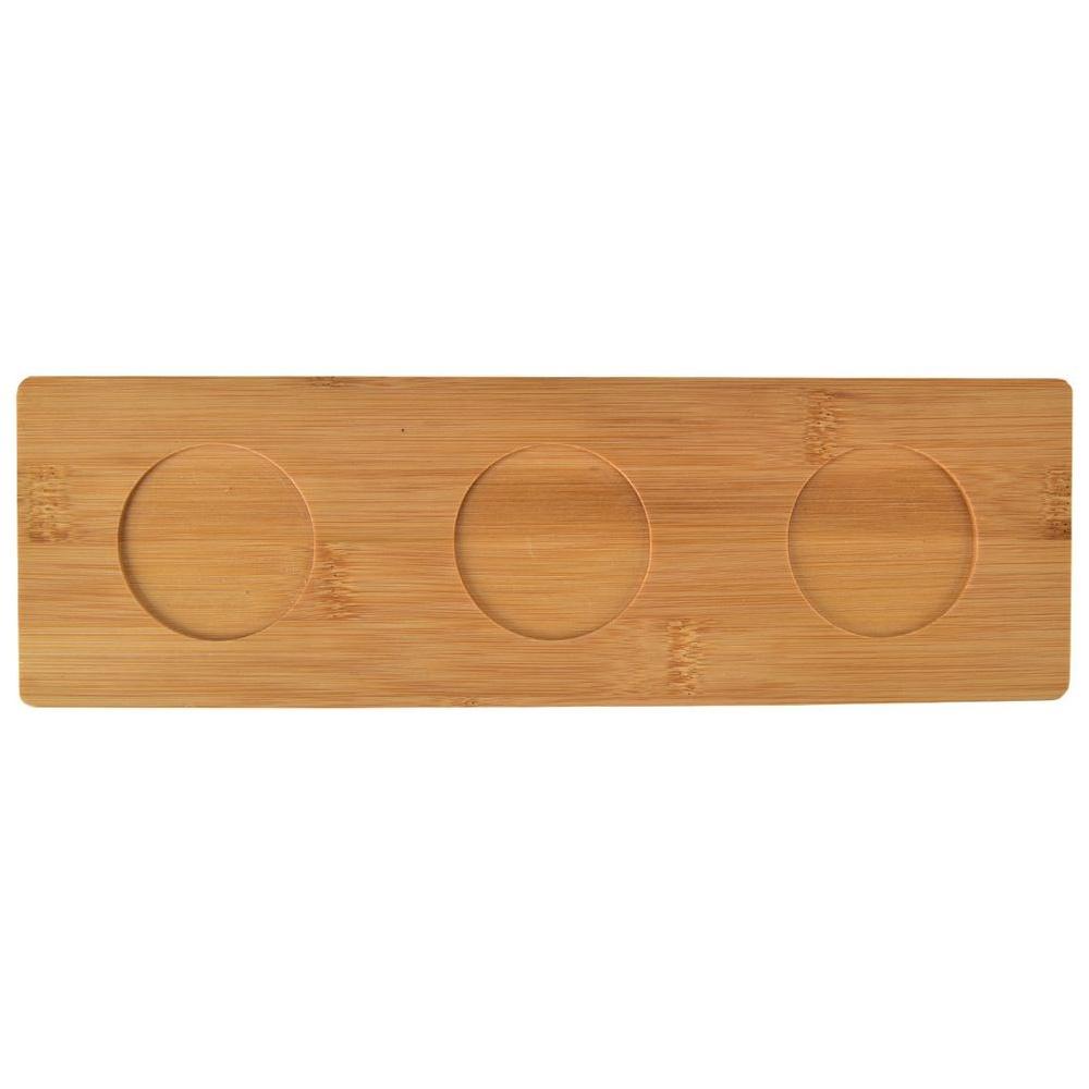 WHITELINE 3-Bowl Porcelain Appetizer Set on Bamboo Tray