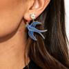 Bird Blue Enamel Swallow Necklace Beads Geometric Earrings Fashion Women's Jewelry Set  Bride